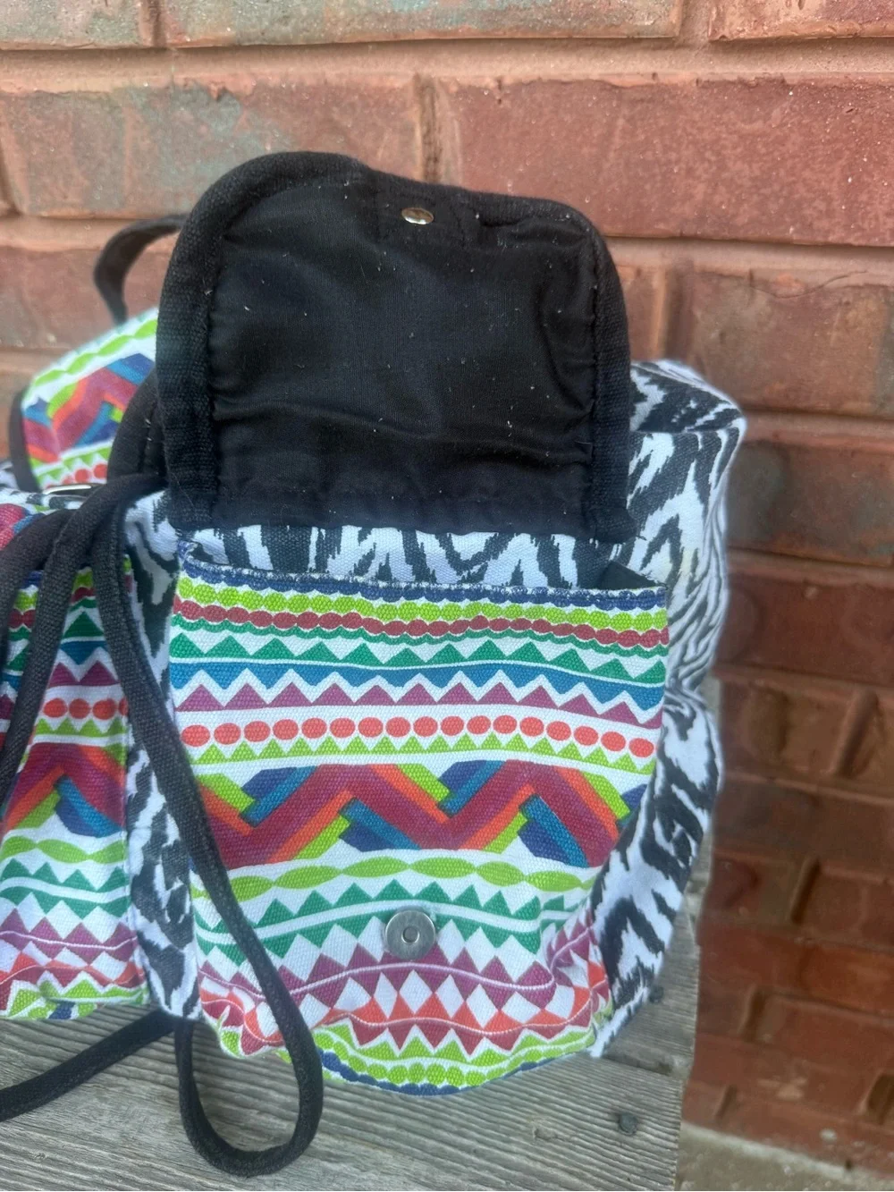 Vintage Delia’s fabric backpack bag tribal Aztec pockets school overnight bag